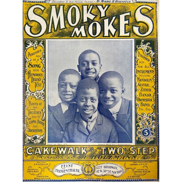 1899 Smoky Mokes Cake Walk and Two Step Sheet Music A Holzmann - Picture 1 of 10